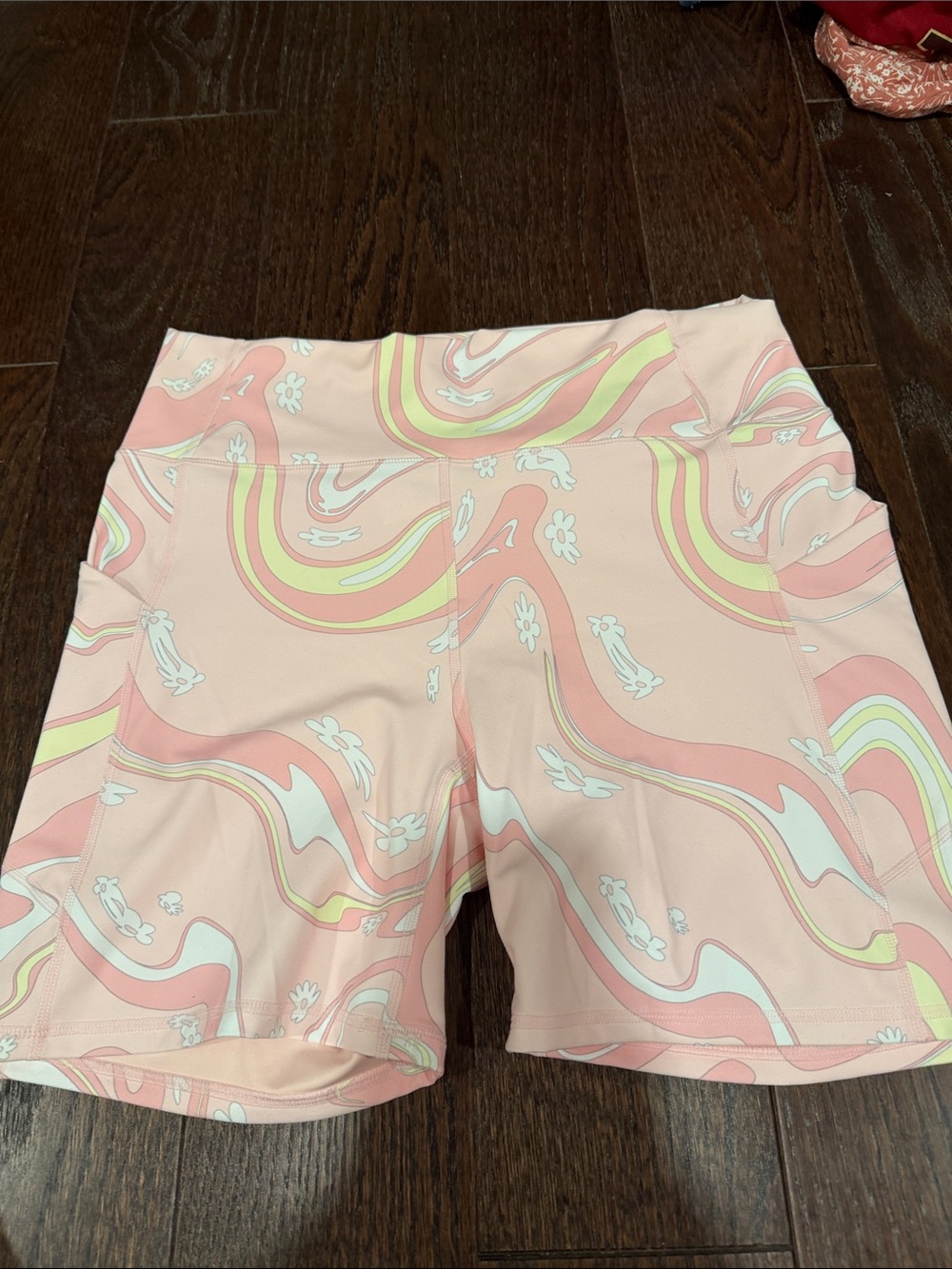 Fabletics Pink Swirl High-Rise Athletic Shorts